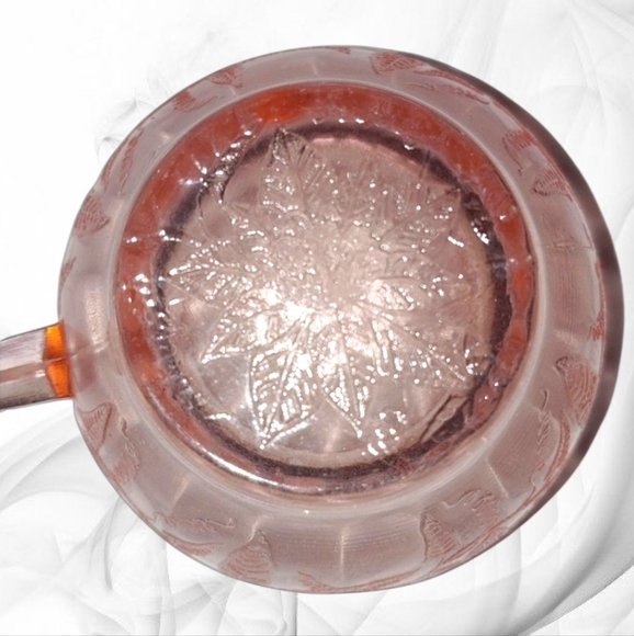 Depression Glass Cup and Saucer Set Floral Pattern Rustic Kitchen - Picture 2 of 8